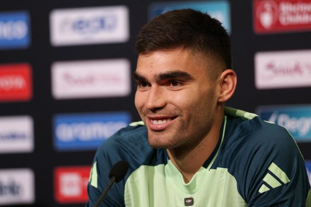 Mexico's defender Johan Vasquez smiles during a press conference ahead of the CONCACAF Gold Cup semifinal soccer match between Mexico and Honduras at Levi’s Stadium in Santa Clara, California on July 1, 2025. (Photo by Patrick T. Fallon / AFP)