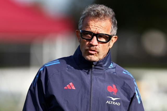France's head coach Fabien Galthie takes part in a training session in Auckland on July 2, 2025, ahead of their three-match international rugby series against New Zealand, with the first Test match to be played in Dunedin on July 5. (Photo by DAVID ROWLAND / AFP)