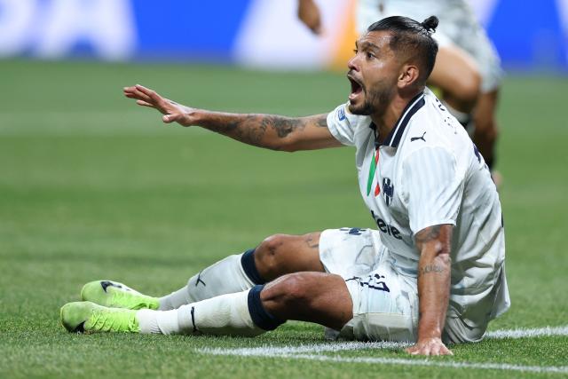Monterrey's Mexican forward #17 Jesus Corona reacts during the FIFA Club World Cup 2025 round of 16 football match between Germany's Borussia Dortmund and Mexico's Monterrey at the Mercedes-Benz Stadium in Atlanta on July 1, 2025. (Photo by Charly TRIBALLEAU / AFP)