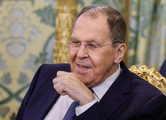Russian Foreign Minister Sergei Lavrov attends a meeting of Presidents of Russia and Kyrgyzstan at the Kremlin in Moscow on July 2, 2025. (Photo by Maxim Shemetov / POOL / AFP)