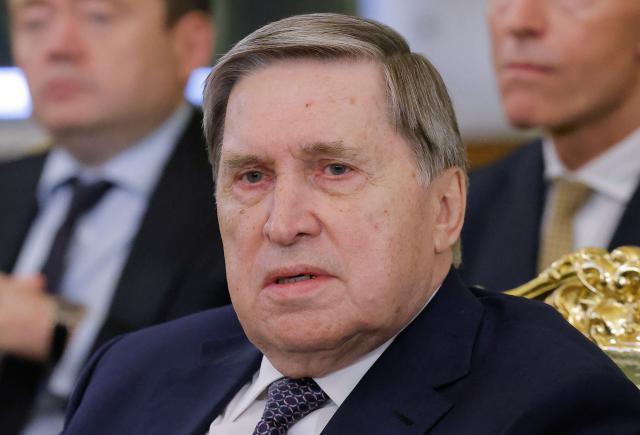 Kremlin aide Yuri Ushakov attends a meeting of Presidents of Russia and Kyrgyzstan at the Kremlin in Moscow on July 2, 2025. (Photo by Maxim Shemetov / POOL / AFP)
