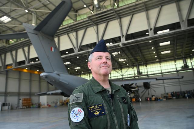 French air division general Xavier Buisson, in charge for the July 14, 2025 air parade, poses for a photograph after a rehearsal for the annual Bastille Day military parade, in Orleans-Bricy air base, some 20 Km (13 miles) from Orleans, central France on July 2, 2025. (Photo by JEAN-FRANCOIS MONIER / AFP)