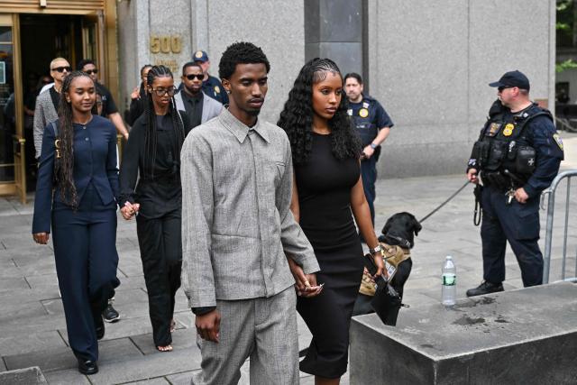 King Combs (C), son of Sean "Diddy" Combs, and family members depart federal court after a verdict was announced in Sean "Diddy" Combs' sex trafficking trial on July 2, 2025 in New York. Music mogul Sean "Diddy" Combs was found not guilty of racketeering and sex trafficking but convicted of a less serious prostitution charge after a high-profile seven week trial in New York. (Photo by ANGELA WEISS / AFP)