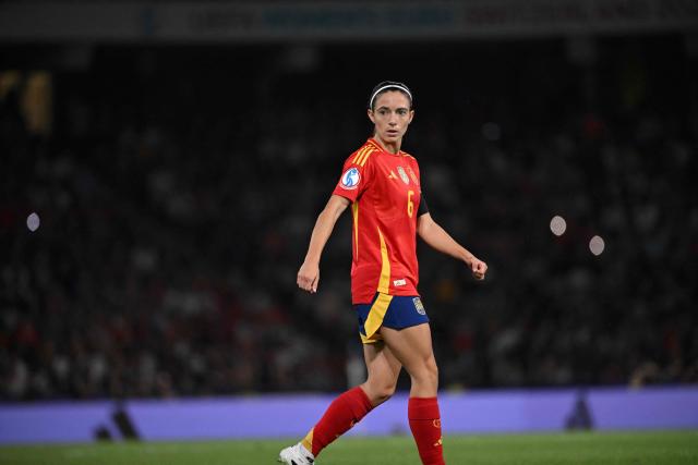 Spain's midfielder #06 Aitana Bonmati looks over during the UEFA Women's Euro 2025 Group B football match between Spain and Portugal at the Wankdorf stadium in Bern, on July 3, 2025. (Photo by Miguel MEDINA / AFP)
