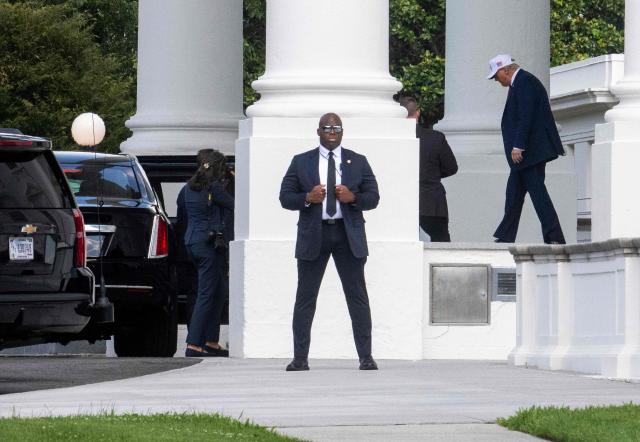 US President Donald Trump steps out of the White House in Washington, DC, on July 3, 2025. Trump is heading to Des Moines, Iowa, to participate in a Salute to America Celebration, on the eve of Independence Day. (Photo by Jim WATSON / AFP)