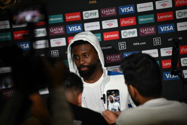 Al Hilal's Saudi defender #88 Hamad Al-Yami attends a press conference at the Camping World Stadium in Orlando on July 3, 2025, ahead of the FIFA Club World Cup 2025 quarterfinal football match between Brazil's Fluminense and Saudi Arabia's Al-Hilal on July 4. (Photo by Paul ELLIS / AFP)