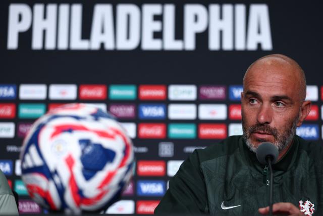 Chelsea's Italian head coach Enzo Maresca speaks during a press conference at the Lincoln Financial Field Stadium in Philadelphia on July 3, 2025, ahead of the FIFA Club World Cup 2025 quarterfinal football match between Brazil's Palmeiras and England's Chelsea on July 4. (Photo by FRANCK FIFE / AFP)