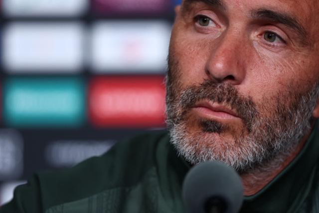 Chelsea's Italian head coach Enzo Maresca looks on during a press conference at the Lincoln Financial Field Stadium in Philadelphia on July 3, 2025, ahead of the FIFA Club World Cup 2025 quarterfinal football match between Brazil's Palmeiras and England's Chelsea on July 4. (Photo by FRANCK FIFE / AFP)