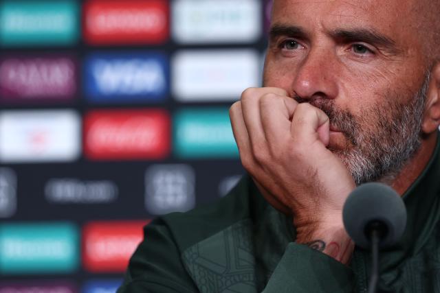 Chelsea's Italian head coach Enzo Maresca looks on during a press conference at the Lincoln Financial Field Stadium in Philadelphia on July 3, 2025, ahead of the FIFA Club World Cup 2025 quarterfinal football match between Brazil's Palmeiras and England's Chelsea on July 4. (Photo by FRANCK FIFE / AFP)