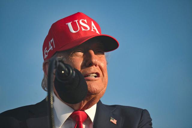 US President Donald Trump delivers remarks at the Salute to America Celebration at the Iowa State Fairgrounds in Des Moines on July 3, 2025. (Photo by ANDREW CABALLERO-REYNOLDS / AFP)