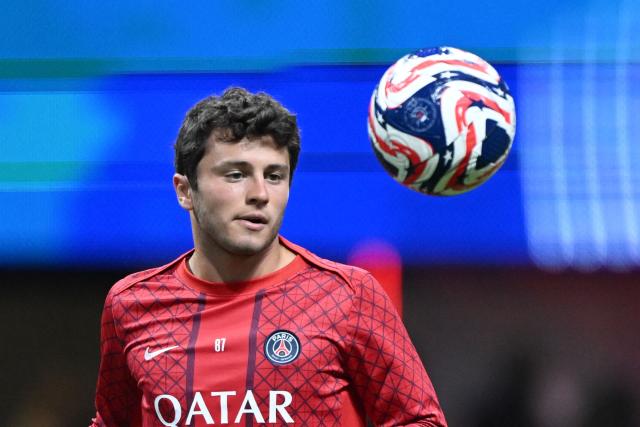 Paris Saint-Germain's Portuguese midfielder #87 Joao Pedro Goncalves Neves warms up before the FIFA Club World Cup 2025 quarterfinal football match between France's Paris Saint-Germain and Germany's Bayern Munich at the Mercedes-Benz Stadium in Atlanta on July 5, 2025. (Photo by PATRICIA DE MELO MOREIRA / AFP)