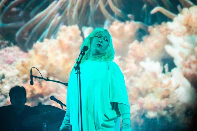 The band Anohni And The Johnsons performs at the Arena stage during Roskilde Festival in Roskilde, Denmark, on July 5, 2025. The festival runs until July 6. (Photo by Helle Arensbak / Ritzau Scanpix / AFP) / Denmark OUT