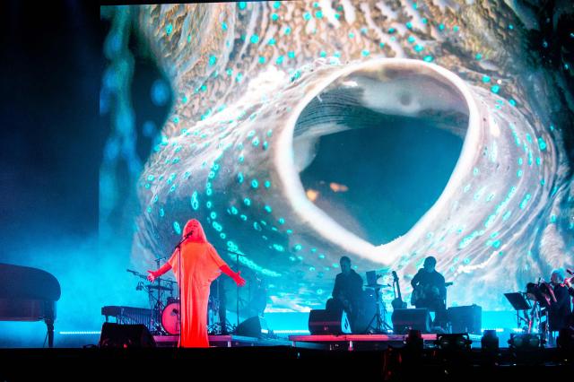 The band Anohni And The Johnsons performs at the Arena stage during Roskilde Festival in Roskilde, Denmark, on July 5, 2025. The festival runs until July 6. (Photo by Helle Arensbak / Ritzau Scanpix / AFP) / Denmark OUT