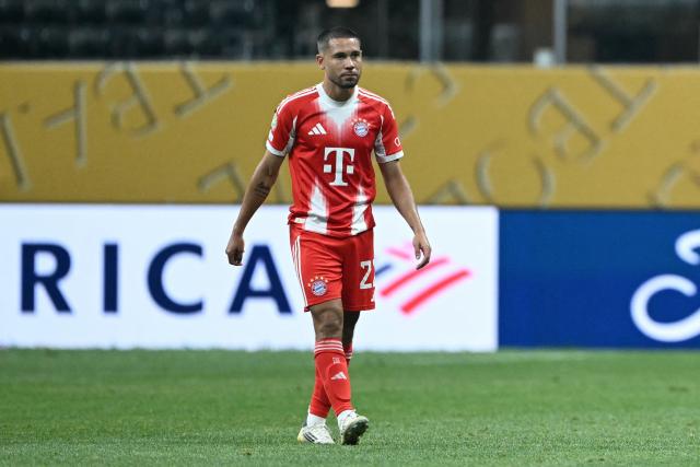 Bayern Munich's Portuguese defender #22 Raphael Guerreiro reacts after losing the FIFA Club World Cup 2025 quarterfinal football match between France's Paris Saint-Germain and Germany's Bayern Munich at the Mercedes-Benz Stadium in Atlanta on July 5, 2025. (Photo by PATRICIA DE MELO MOREIRA / AFP)