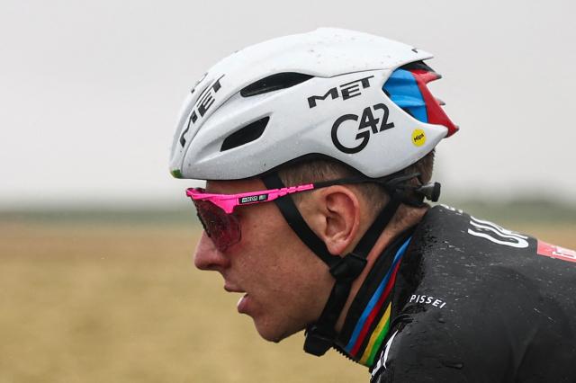 UAE Team Emirate - XRG team's Slovenian rider Tadej Pogacar cycles during the 2nd stage of the 112th edition of the Tour de France cycling race, 209.1 km between Lauwin-Planque and Boulogne-sur-Mer, Northern France, on July 6, 2025. (Photo by Anne-Christine POUJOULAT / AFP)