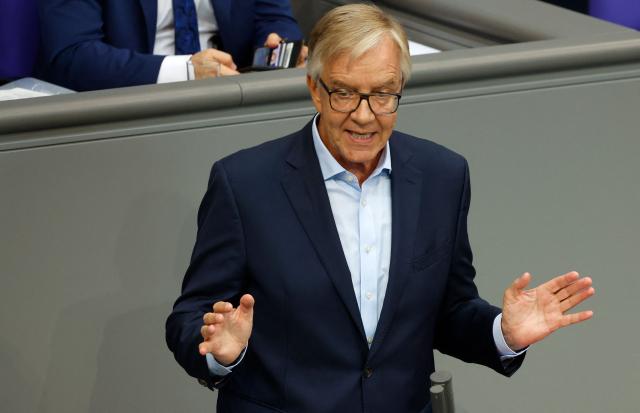 Dietmar Bartsch from the left-wing Die Linke (The Left) party addresses delegates during a session on the government's 2025 budget draft on July 8, 2025 at the Bundestag (lower house of parliament) in Berlin. (Photo by Odd ANDERSEN / AFP)