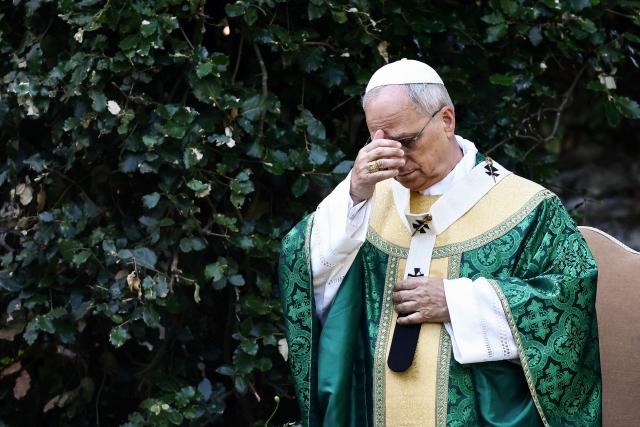 Pope Leo XIV leads the Mass for the Care of Creation in Castel Gandolfo, 40 km southeast of Rome on July 9, 2025. (Photo by Yara Nardi / POOL / AFP)