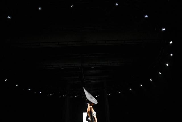 A model presents a creation for Robert Wun during the Women's Haute-Couture Fall/Winter 2025-26 collection show at the Theatre du Chatelet, in Paris, on July 9, 2025. (Photo by JULIEN DE ROSA / AFP)