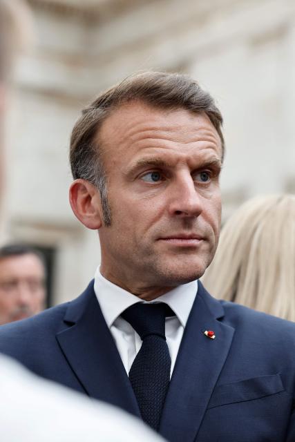 France's President Emmanuel Macron looks on during a visit to The British Museum in London, on July 9, 2025, on the second day of a three-day state visit to Britain. (Photo by BENJAMIN CREMEL / POOL / AFP)