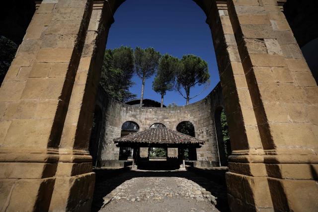 This photograph shows the Ayrolle washhouse in Millau, southern France, on July 10, 2025. (Photo by Valentine CHAPUIS / AFP)