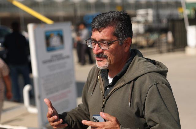 Roman Pinal, National Vice President of United Farm Workers, speaks during an interview outside Glass House Farms in Camarillo, California, on July 11, 2025, the day after an immigration raid on farm workers. A farmworker has died from injuries sustained during an immigration raid on legal cannabis farms near Los Angeles, where clashes erupted between federal agents and protesters. The man was injured on July 10 and died the following day, July 11.
"The family informed me that he was in intensive care, and this morning they confirmed that he had passed away," Roman Pinal, vice-president of United Farm Workers, told AFP at the scene.
The raid occurred July 10 in Carpinteria and Camarillo, two agricultural communities in Ventura County, about an hour northwest of Los Angeles. (Photo by Patrick T. Fallon / AFP)