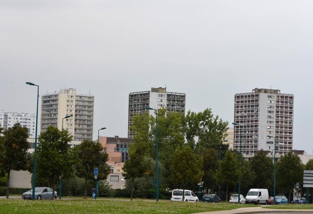 (FILES) This picture taken on September 5, 2014 shows residential buildings in the Val-Fourré neighborhood in Mantes-la-Jolie, 57 kms west of the French capital Paris. Almost fifty years later, the court has dismissed the summary judgment appeal of several owners of a tower, located in the heart of a working-class neighborhood of Mantes-la-Jolie (Yvelines), against its demolition. (Photo by Miguel MEDINA / AFP)