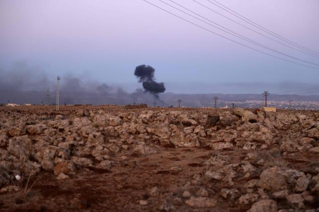 Smoke billows following Israeli strikes in an area between Mazraa and Walga near the predominantly Druze city of Sweida on July 14, 2025, following clashes between Bedouin tribes and Druze fighters. Israeli Defence Minister Israel Katz issued a warning to Damascus on July 14 after the military struck several tanks in southern Syria to prevent them from reaching a Druze village near the scene of sectarian clashes. (Photo by Bakr ALKASEM / AFP)