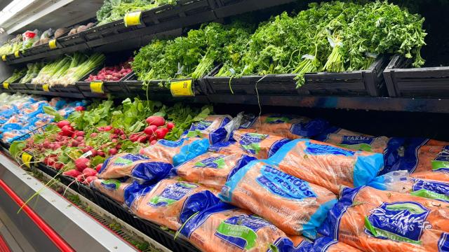 Vegetables imported from Mexico are seen at a supermarket in Houston, Texas, on July 15, 2025. The United States is imposing antidumping duties on most imports of fresh tomatoes from Mexico, the US Commerce Department said Monday as Washington alleged its neighbor engaged in  unfair trade. (Photo by RONALDO SCHEMIDT / AFP)