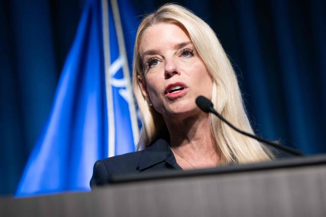 US Attorney General Pam Bondi speaks about recent drug enforcement actions during a news conference at the Drug Enforcement Administration (DEA) headquarters in Arlington, Virginia, on July 15, 2025. (Photo by SAUL LOEB / AFP)