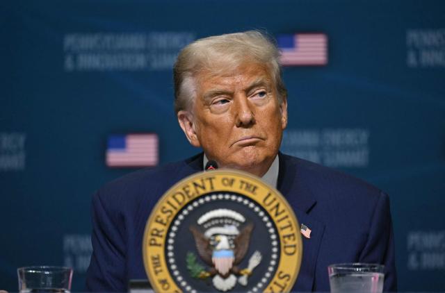 US President Donald Trump attends the inaugural Pennsylvania Energy and Innovation Summit on the campus of Carnegie Mellon University in Pittsburgh, Pennsylvania, on July 15, 2025. (Photo by ANDREW CABALLERO-REYNOLDS / AFP)
