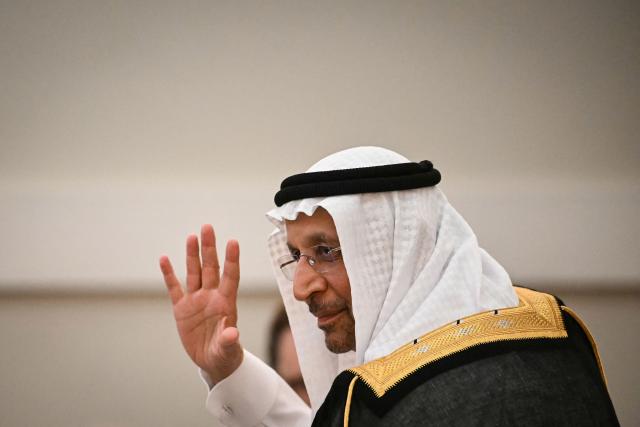 Saudi Arabis's Minister of Investment Khalid bin Abdulaziz Al-Falih reacts as he attends the Financial and Professional Services Dinner, hosted by the Lord Mayor of the City London, at Mansion House, in the City of London, on July 15, 2025. (Photo by JUSTIN TALLIS / AFP)