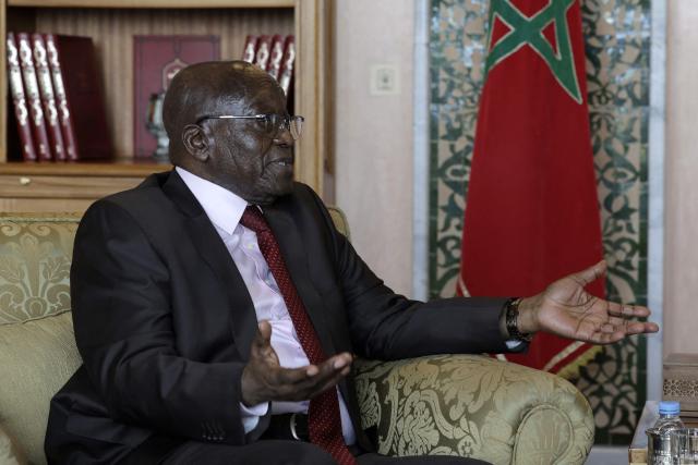 South Africa's former president Jacob Zuma meets with Morocco's Foreign Minister in Rabat on July 15, 2025. (Photo by Abdel Majid BZIOUAT / AFP)