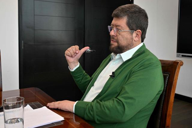 Bolivia's presidential candidate for Alianza Unidad coalition Samuel Doria Medina speaks during an interview with AFP in La Paz on July 14, 2025. (Photo by Aizar RALDES / AFP)