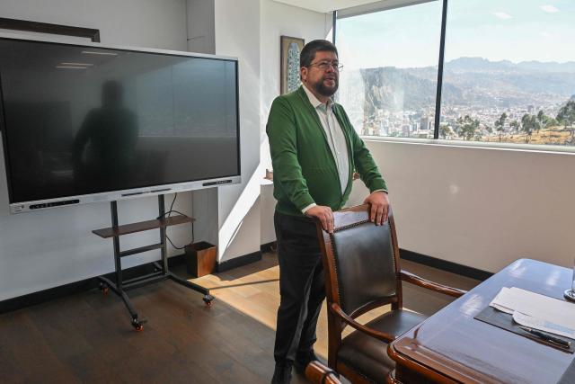 Bolivia's presidential candidate for Alianza Unidad coalition Samuel Doria Medina speaks during an interview with AFP in La Paz on July 14, 2025. (Photo by Aizar RALDES / AFP)