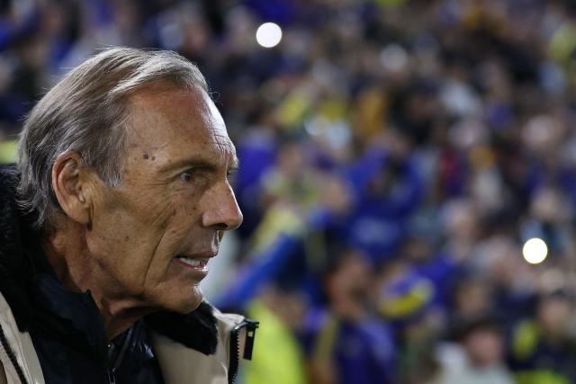 Boca Juniors' head coach Miguel Angel Russo looks on ahead of the Argentine Professional Football League 2025 Clausura Tournament match between Boca Juniors and Union de Santa Fe at La Bombonera stadium in Buenos Aires on July 18, 2025. (Photo by ALEJANDRO PAGNI / AFP)