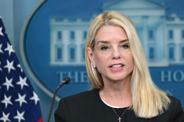 (FILES) US Attorney General Pam Bondi speaks during a news conference with President Donald Trump in the Brady Briefing Room of the White House on June 27, 2025, in Washington, DC. President Donald Trump attempted on July 18, 2025 to control the storm triggered by a bombshell report on his friendship with Jeffrey Epstein, ordering the Justice Department to seek the release of testimony from the prosecution of the late, alleged sex-trafficker-to-the-famous. (Photo by ANDREW CABALLERO-REYNOLDS / AFP)