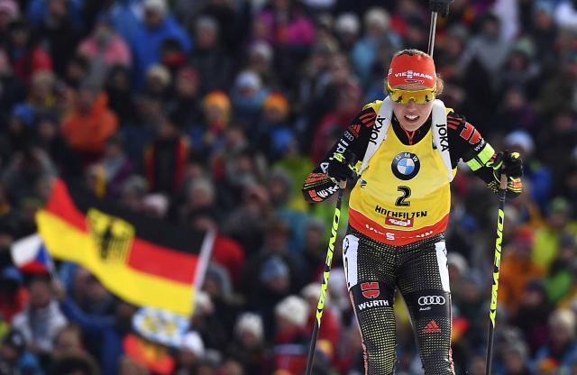 (FILES) Laura Dahlmeier of Germany competes during the Women's 10 km pursuit race during the 2017 IBU World Championships Biathlon in Hochfilzen, on February 12, 2017. The former biathlon champion Dahlmeier died in the high mountains of Pakistan her agent said on July 30, 2025. A team of foreign climbers were on July 30, 2025 due to launch a rescue mission for German double biathlon champion Laura Dahlmeier, days after she was seriously injured by a rockfall on a Pakistani mountain.
The accident happened around midday on July 28, 2025 at an altitude of 5,700 metres on Laila Peak in the Karakoram range, according to a statement from her team on her official social media sites. (Photo by FRANCK FIFE / AFP)