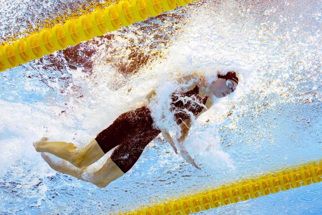 US' swimmer Gretchen Walsh competes in the final of the women's 50m butterfly swimming event during the 2025 World Aquatics Championships in Singapore on August 2, 2025. (Photo by Oli SCARFF / AFP)