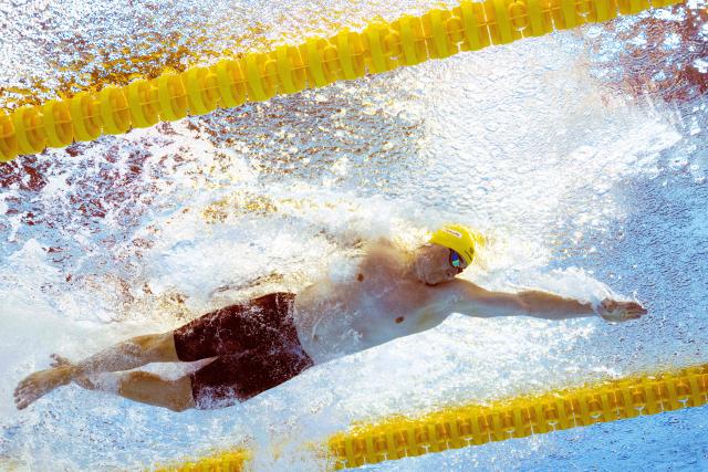 Australia's swimmer Cameron McEvoy competes in the final of the men's 50m freestyle swimming event during the 2025 World Aquatics Championships in Singapore on August 2, 2025. (Photo by Oli SCARFF / AFP)