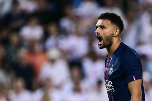 Paris Saint-Germain's Portuguese forward #09 Goncalo Ramos celebrates after successfully scoring a penalty during the penalty shootout at the end of the 2025 UEFA Super Cup final football match between Paris Saint-Germain (FRA) and Tottenham Hotspur FC (ENG) at the Friuli stadium, in Udine, on August 13, 2025. (Photo by Marco BERTORELLO / AFP)