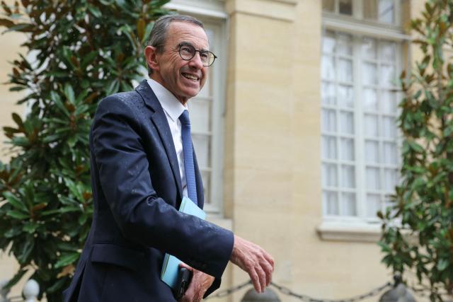 President of French right-wing Les Republicains (LR) party, France's Minister of the Interior Bruno Retailleau departs after attending a meeting with France's Prime Minister as part of political consultations at the Hotel de Matignon in Paris, on September 2, 2025, a week before the French National Assembly's vote of confidence. (Photo by Thomas SAMSON / AFP)