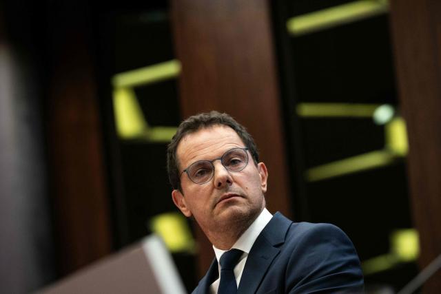 French Socialist party Senator Jerome Durain delivers a speech after being elected President of the Bourgogne-Franche-Comte Regional Council in Dijon, central eastern France on September 5, 2025.  (Photo by ARNAUD FINISTRE / AFP)