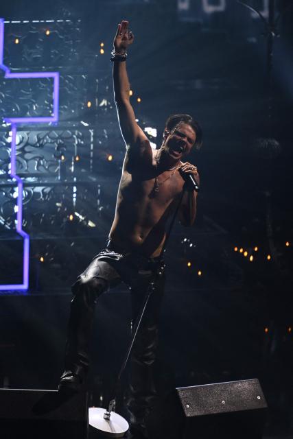 British singer-songwriter Yungblud performs on stage during the MTV Video Music Awards at UBS Arena in Elmont, New York, on September 7, 2025. (Photo by ANGELA WEISS / AFP)