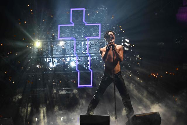 British singer-songwriter Yungblud performs on stage during the MTV Video Music Awards at UBS Arena in Elmont, New York, on September 7, 2025. (Photo by ANGELA WEISS / AFP)