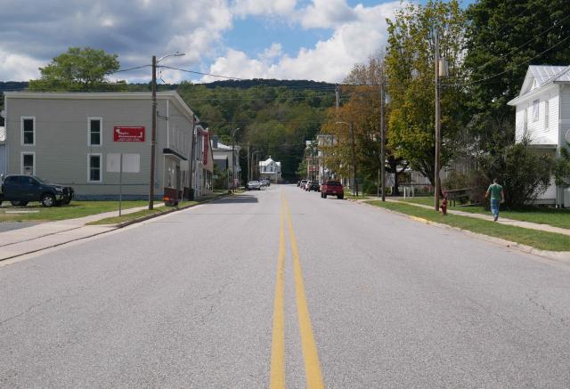 View of main street in Monterey, Virginia, on September 2, 2025. Allegheny Mountain Radio is one of the many stations across the United States imperiled by President Donald Trump's funding cuts. At Trump's request, Republicans in Congress voted to cut federal money for the Corporation for Public Broadcasting, the key funding source for National Public Radio (NPR) and the Public Broadcasting Service (PBS), both of which conservatives have long accused of liberal bias. (Photo by Pierre HARDY / AFP)