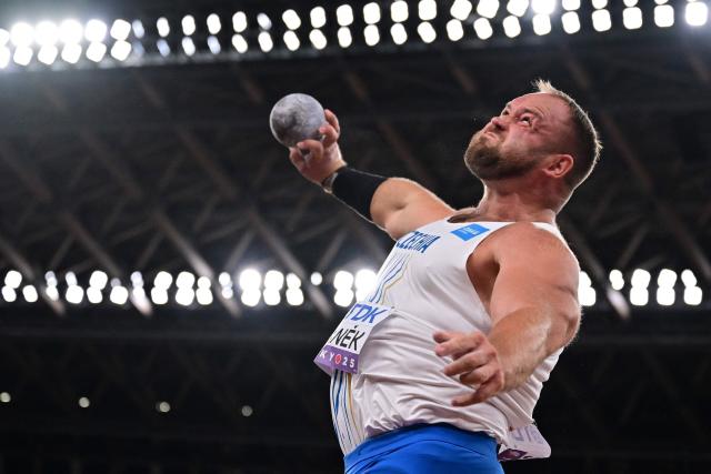 Czech Republic's athlete Tomas Stanek competes in the men's shot put final during the World Athletics Championships in Tokyo on September 13, 2025. (Photo by Ben STANSALL / AFP)