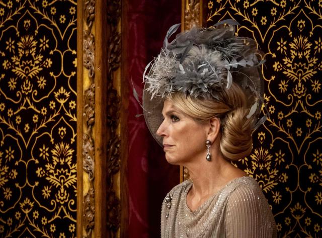 Queen Maxima of the Netherlands attends the reading of the "Speech from the Throne" to members of the Senate and House of Representatives at the Royal Theatre, during Prinsjesdag (Prince's Day), in The Hague, on September 16, 2025. Prince's Day, also known as Budget Day, is the traditional opening of the Dutch parliamentary year, with the King delivering the "Speech from the Throne". (Photo by Remko de Waal / ANP / AFP) / Netherlands OUT