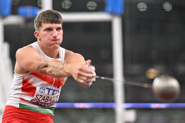 Hungary's athlete Armin Szabados competes in the men's hammer throw final during the World Athletics Championships in Tokyo on September 16, 2025. (Photo by Kirill KUDRYAVTSEV / AFP)