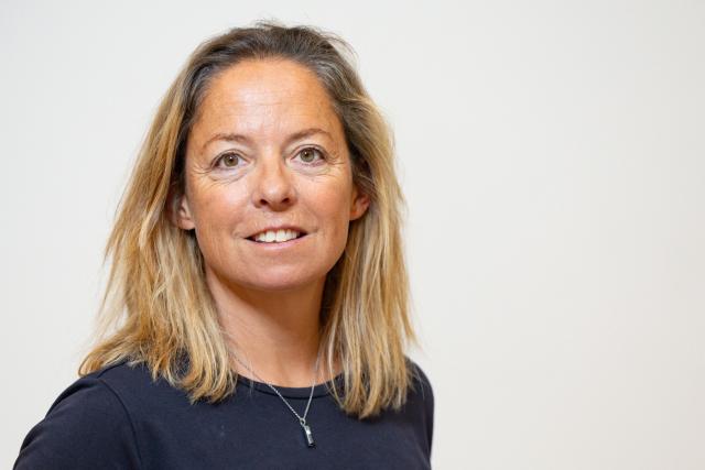 French skipper Alexia Barrier poses following a press conference in Paris on September 16, 2025. A crew of seven female sailors will attempt in November 2025 to break the crewed, round the world, unassisted, and non-stop sailing record, during the Jules Verne Trophy. (Photo by GEOFFROY VAN DER HASSELT / AFP)