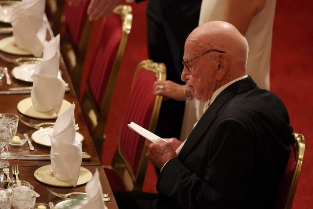 Australian businessman Rupert Murdoch attends a State Banquet at Windsor Castle, in Windsor, on September 17, 2025, during the second State Visit of US President Donald Trump. US President Donald Trump arrived in Britain for an unprecedented second State Visit, with the UK government rolling out a royal red carpet welcome to win over the mercurial leader. (Photo by Phil Noble / POOL / AFP)